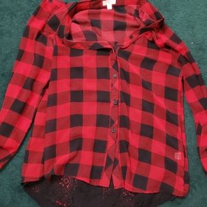 Red/Black Plaid lightweight top